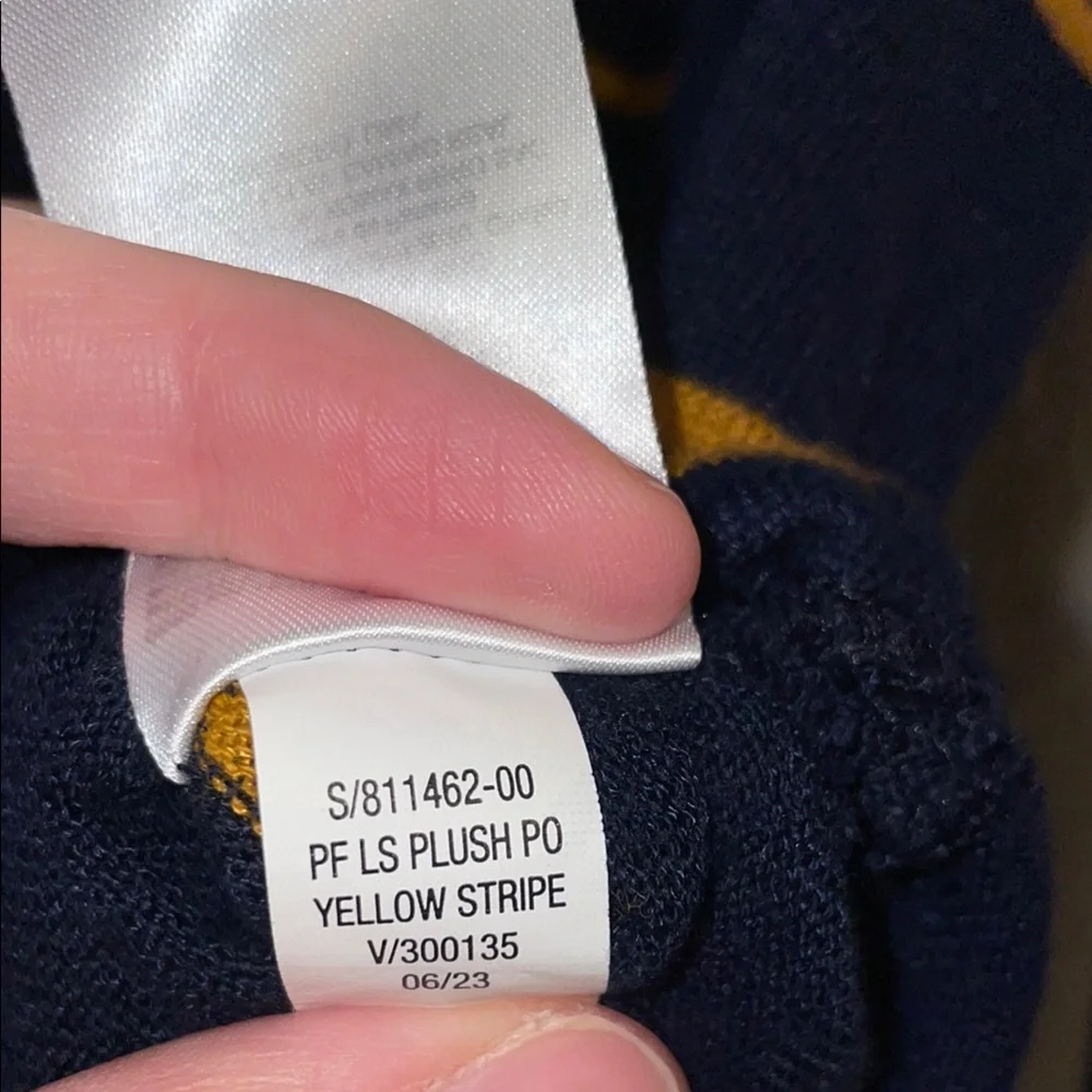 Navy Sweater long sleeve tee with Yellow Stripes - Picture 4 of 6